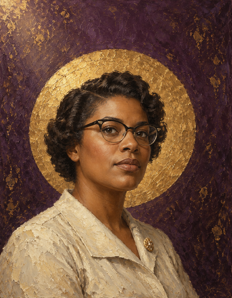 Painted tribute portrait of Katherine Johnson